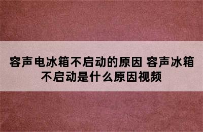 容声电冰箱不启动的原因 容声冰箱不启动是什么原因视频